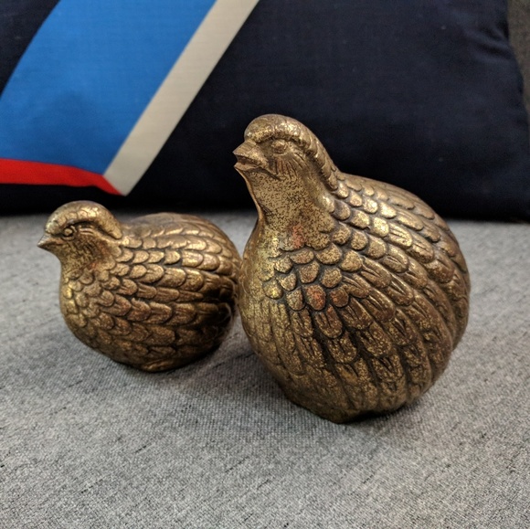 Vintage Other - Midcentury brass Partridge Quail set!